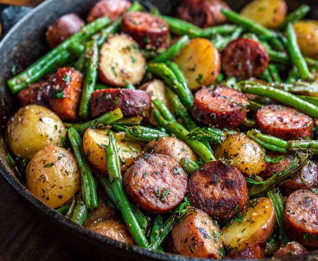 Simple One-Pan Sausage Green Beans & Potatoes