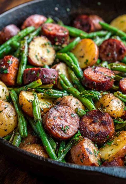 Simple One-Pan Sausage Green Beans & Potatoes