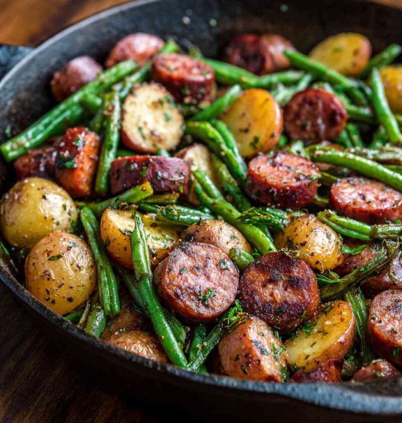 Simple One-Pan Sausage Green Beans & Potatoes