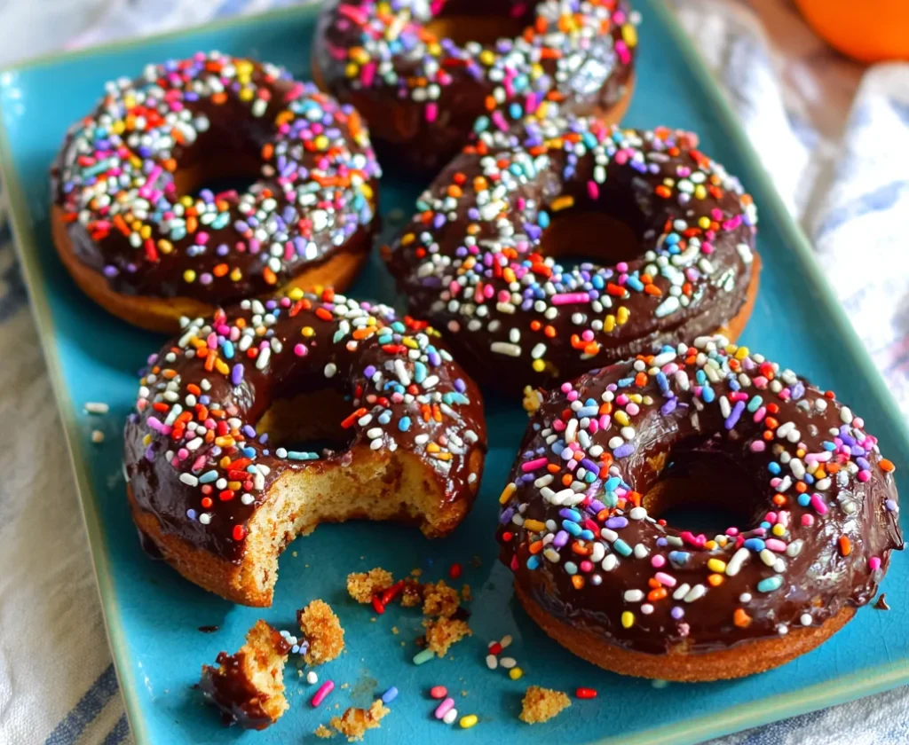 Chocolate frosted baked donuts