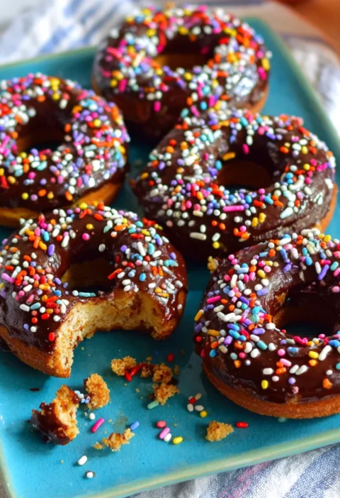Chocolate frosted baked donuts