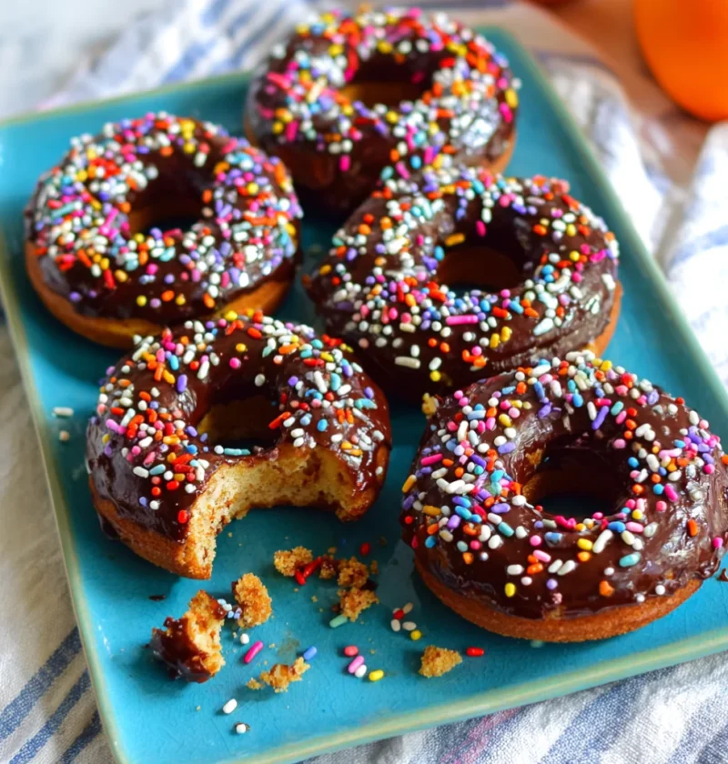 Chocolate frosted baked donuts