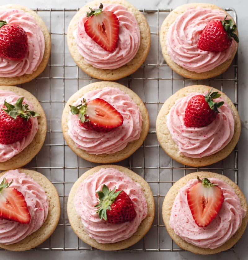 Frosted Strawberry Cookies
