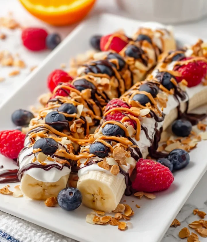 Healthy breakfast banana split