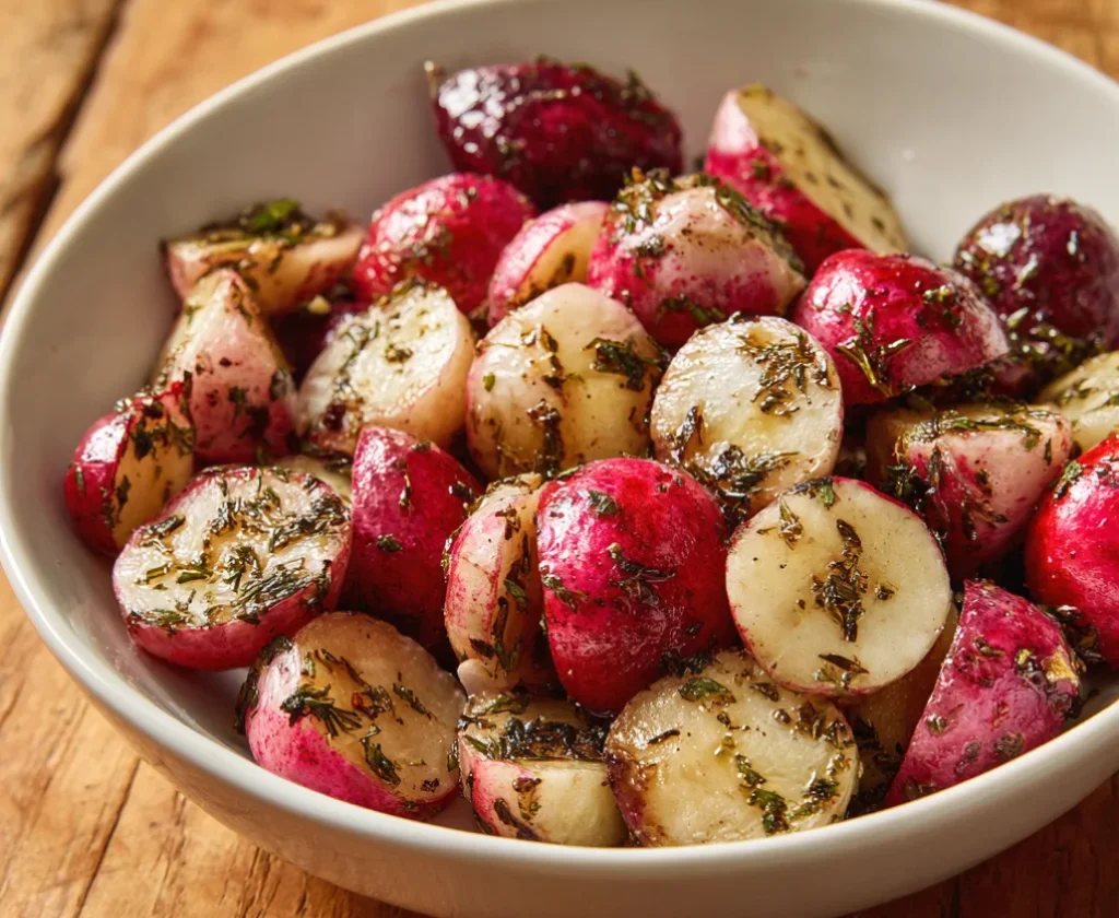 25-minute garlic roasted radishes