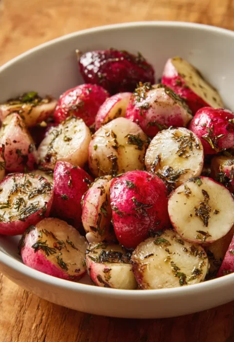 25-minute garlic roasted radishes