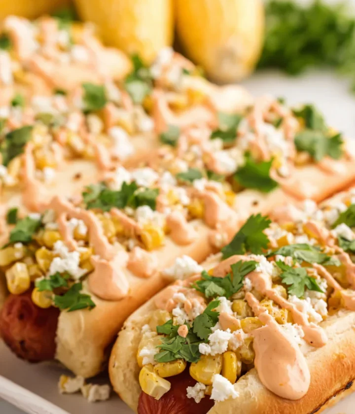 Mexican street corn hot dogs