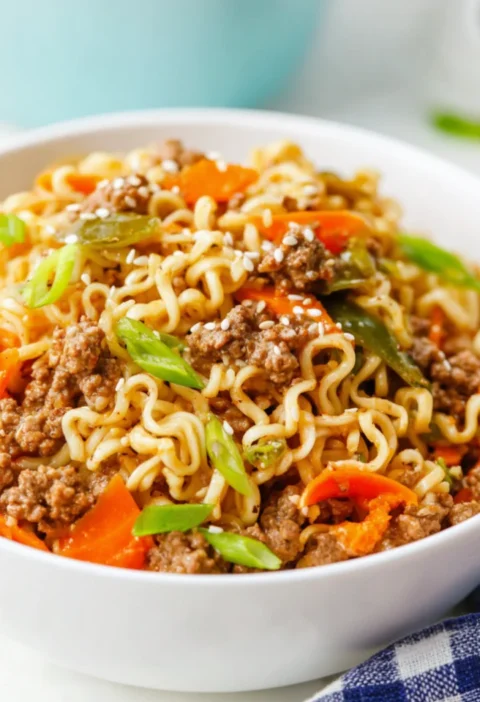 Slow Cooker Asian Beef Ramen Noodles