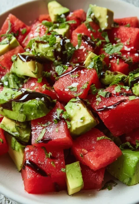 Watermelon and avocado salad