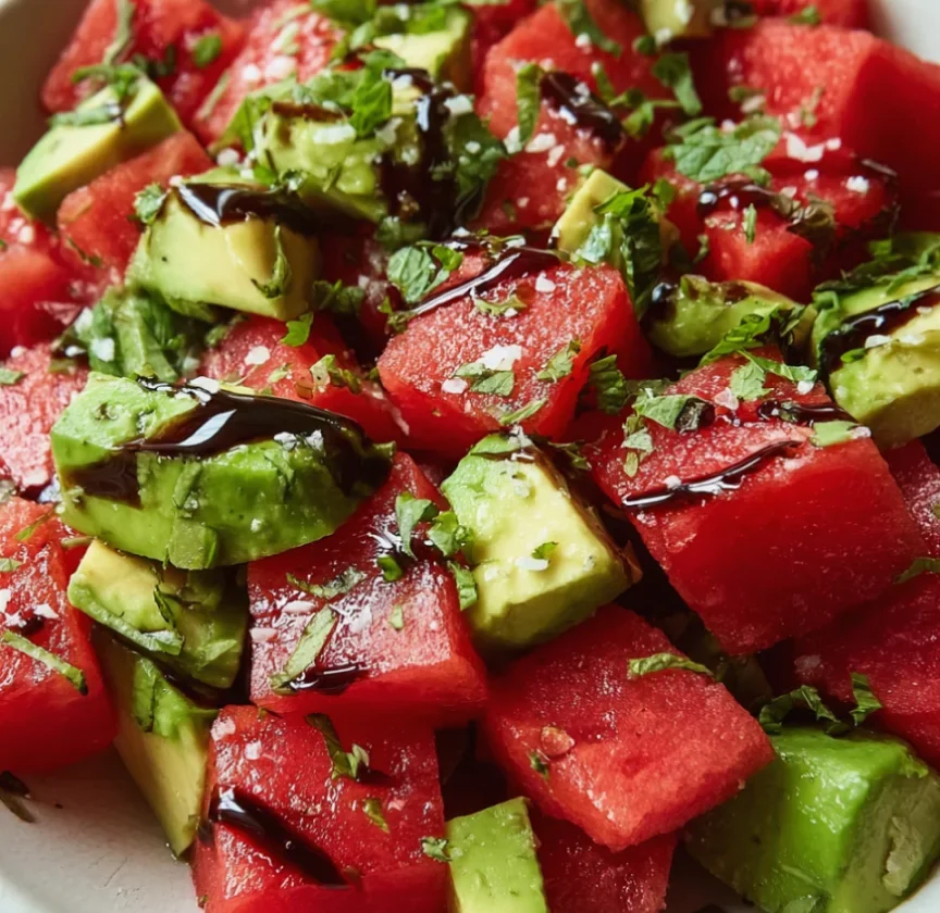 Watermelon and avocado salad